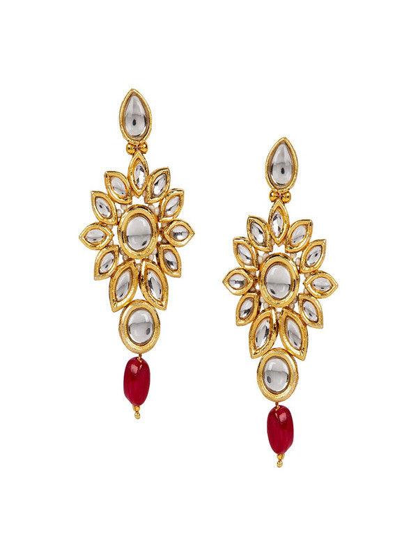 Multicoloured Gold-Plated Kundan Jewellery Set - Libasaa