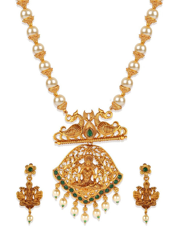 Antique Peacock and Maa Luxmi Temple Style Traditional Earring Jewellery Set - Libasaa