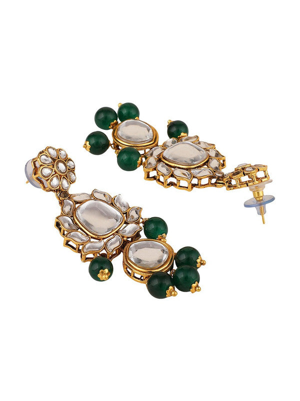 Indian Kundan Bead Drop Long Necklace Kundan-Studded Pearl Beaded Jewellery Set - Libasaa