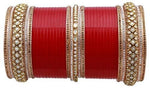 Red Silver and Golden Kundan Chooda.Designer Chura Bridal Dulhan Punjabi Choora Fashion Jewellery Chuda Set