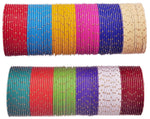 Indian Bangle Set, Indian Bangles, Bollywood Bangles, Plain Zari Bangle Set Pack of 144 psc, Crystal Bangle Set for Women
