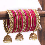 Bridal Velvet Bangles with Golden Work Tassel Bangle Latkan Wedding Bangle Lightweight Jewelry Bridal Bangles, Bridesmaid Gift