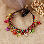 Bohemian Starfish Charms Beaded Bracelet Cum Anklet pair, Christmas gift for wife, Indian anklet, Anklets for women, tribal anklet