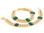 Traditional Gold Plated Bridal Anklets Payal Embellished with Stones & Kundans, Anklets for women, Indian anklet, Gold ankle bracelet pair