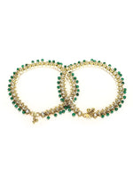 Traditional Gold Plated Kundan & Pearls/Beads Adjustable Pair Of Bridal Anklets Indian Payal, Bollywood Jewelry, Set for Women and Girls