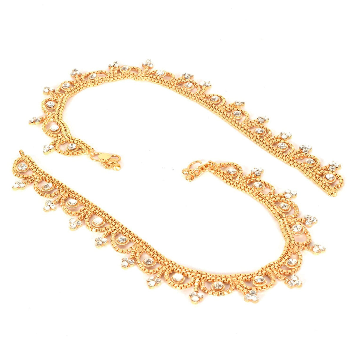 Traditional Gold Plated Thin String Anklet Handcrafted Payal/Anklets, Anklets for women, Indian anklet, Gold ankle bracelet pair for women
