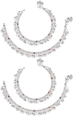 Traditional Metal Silver Plated Payal Anklet Pair, Silver Tribal anklets for women, silver bell anklet, Indian jewelry