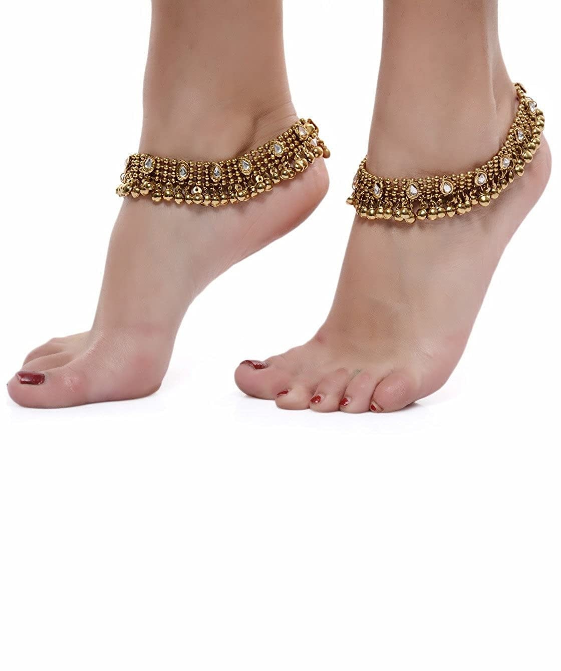 Traditional Gold & Silver Plated Handcrafted Payal/Anklets, Anklets for women, Indian anklet, Gold ankle bracelet pair for women