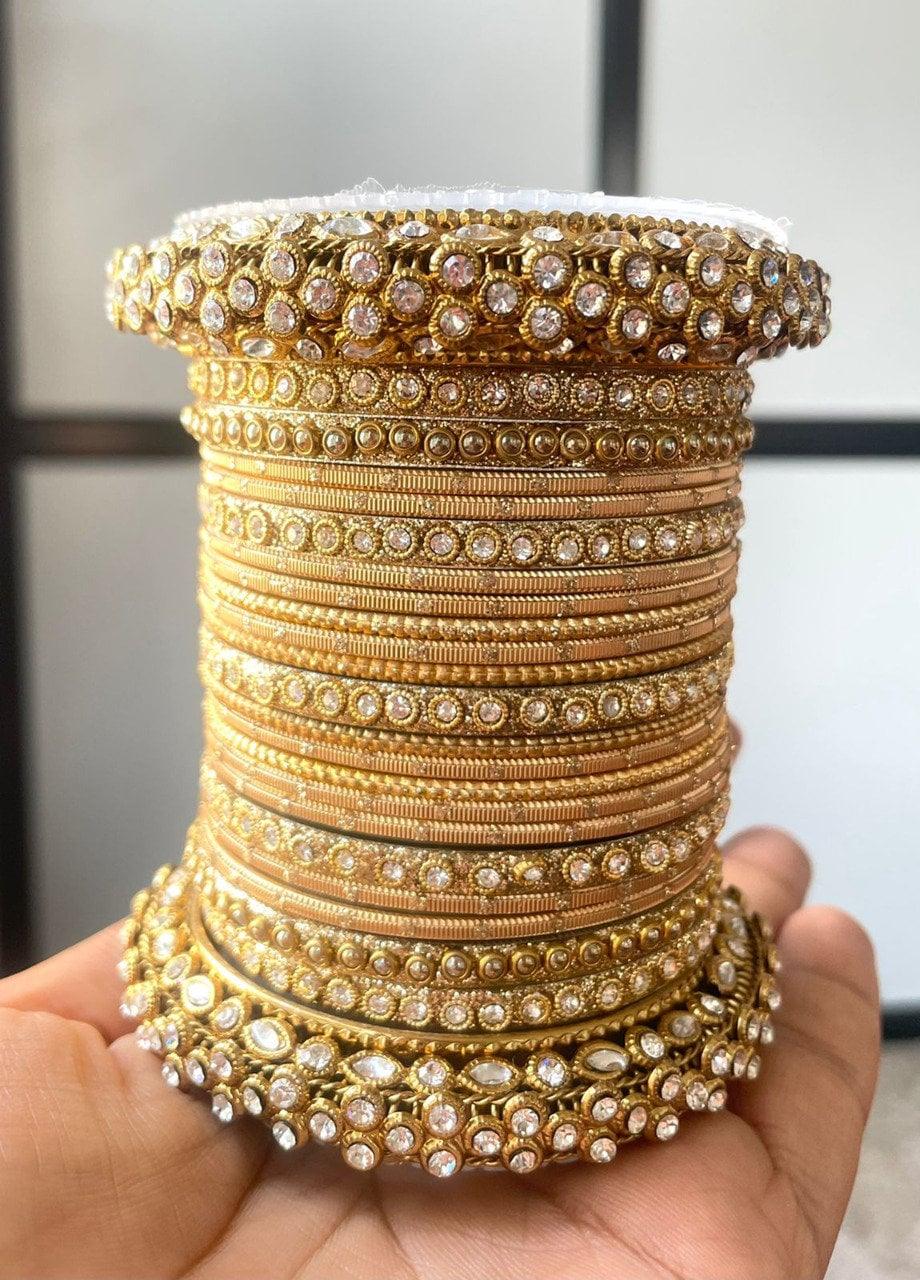 Designer Golden Metal Bangles -Indian Bangles -Bridesmaid Gift- Golden Bangles - Bollywood - Traditional- Ethnic Tribal.