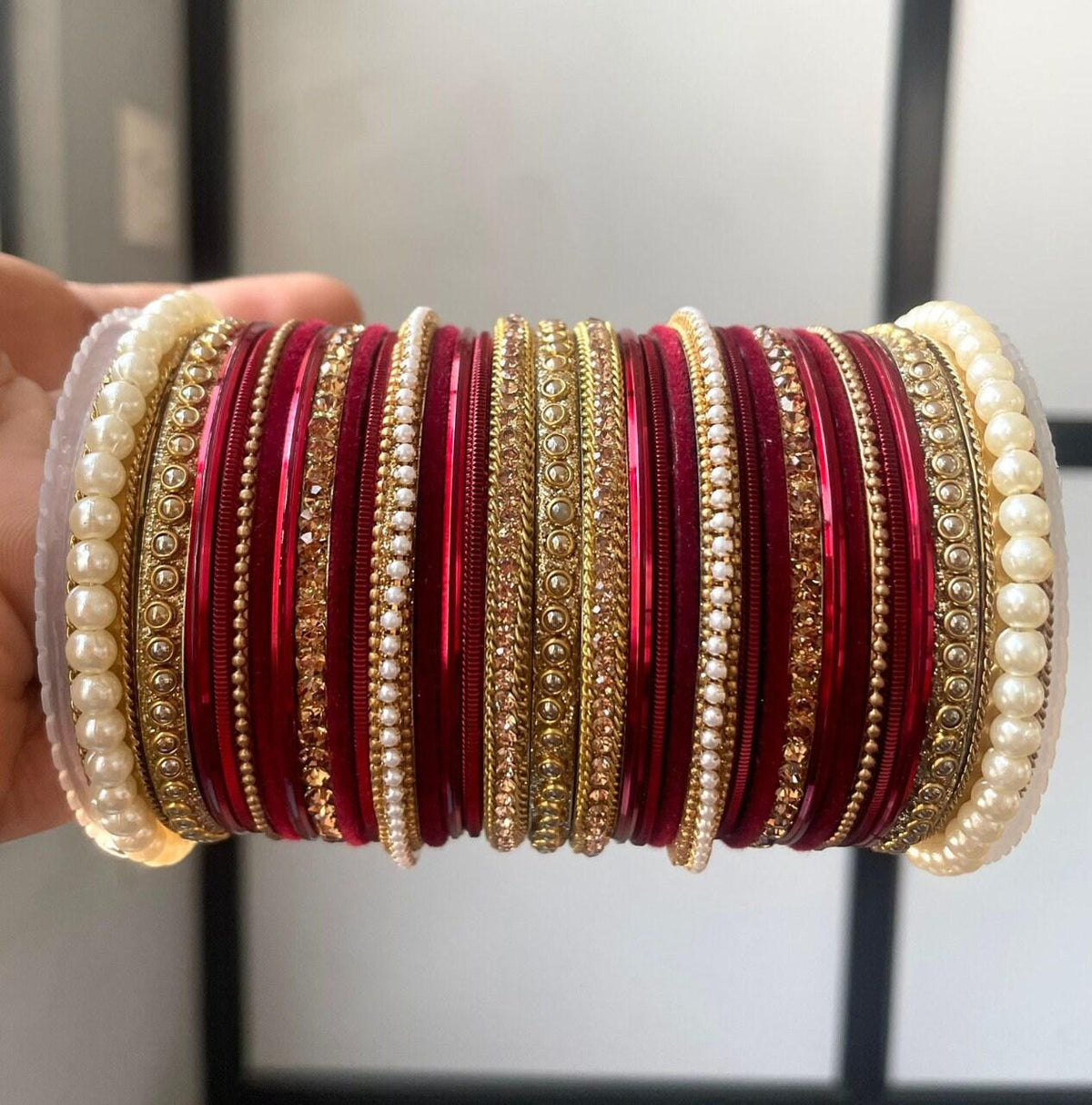 Bangles With Stone & Pearl Work Wedding Bangles Indian Jewelry
