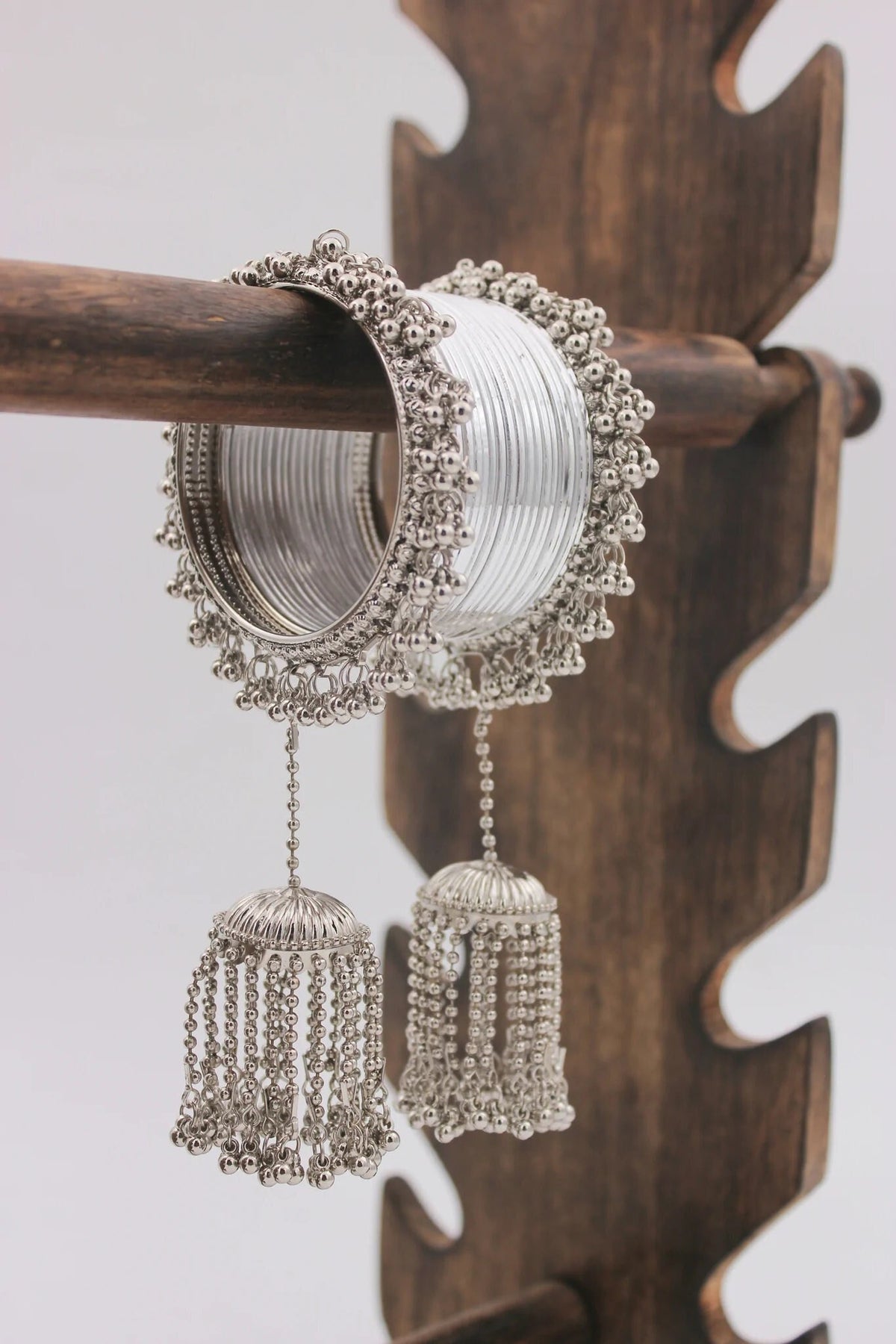 Shinning Ghungroo Bangle Set With Silver Tassel Bangles, Latkan Wedding Bangles for Girls, Lightweight Jewelry Bridal Bangles