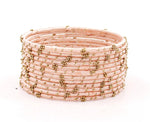 Indian Bangles, 12 Thread Bangles Set Golden Flower, Indian Jewelry, Bridal Bangles for Women, Indian Bangles, Bollywood Jewelry