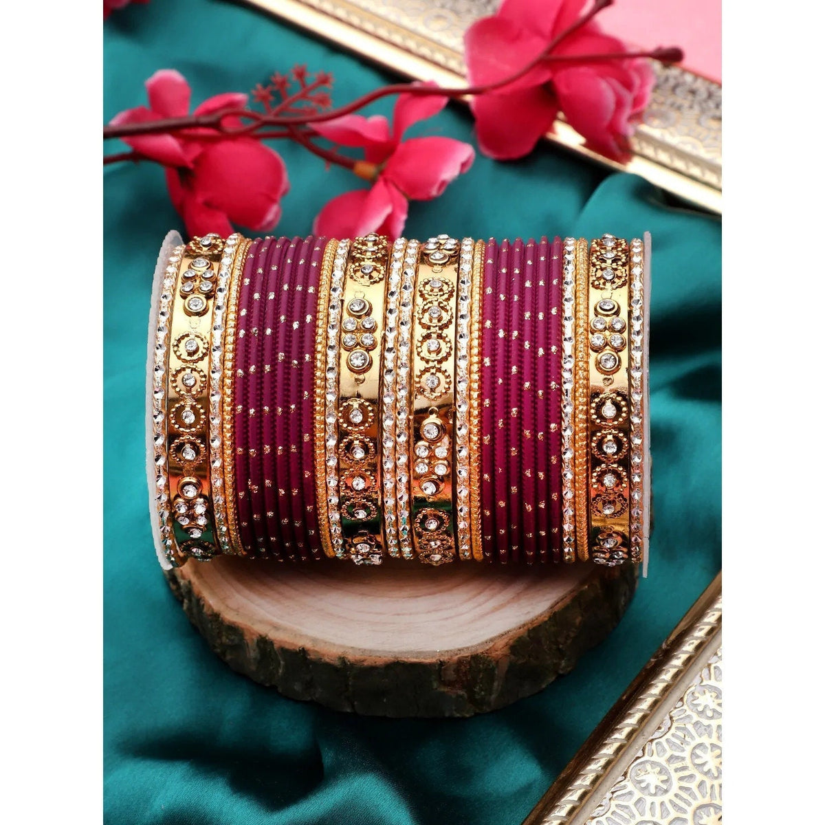 Wine Metal Bangle Set Churiyan Bridal Chudiyan Indian jewelry (Set of 2)