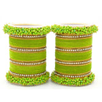 Traditional Velvet Chuda Indian Bangle Set With Pearl Kada For Women & Girls Indian Bollywood Jewelry for Wedding / Festivals / Ceremonial