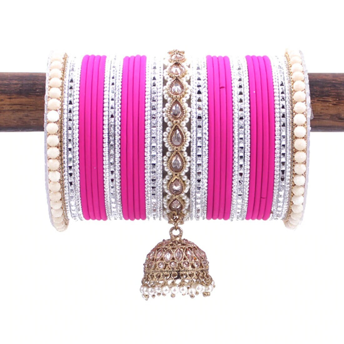 Bollywood Style Polki Kundan Pearl Jhumka Bangles Set Punjabi Pearl bangles Set/Bridal bangles/ wedding jewelry/pakistani set