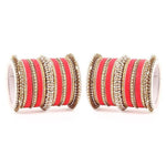 Indian Velvet Bangles Set Designer Bangles Set Choora Bangles Pearl & Kundan Bridal Bangles Set Wedding jewelry (Set of 2)