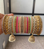 Multicolor Matte Bangles with Golden Work Tassel Bangle, Latkan Wedding Bangle Lightweight Jewelry Bridal Bangles, Gift for Her