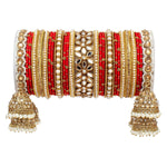 Bridal Thread Bangles Set with Golden Pearl Tassel Bangle Latkan and Mirror Kada Lightweight Jewelry Wedding Bangles, Bridesmaid Gift