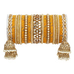 Bridal Thread Bangles Set with Golden Pearl Tassel Bangle Latkan and Mirror Kada Lightweight Jewelry Wedding Bangles, Bridesmaid Gift