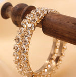 Set of 2 Golden Kundan Beaded Jhumki Bangles, Pearl & Stone Bangle, Cz Bangles, Bangles With Latkan, Indian Bangles