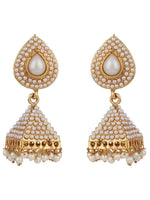 Jhumka earrings pearl Off White color Indian Pakistani ethnic jewelry jewellery danglers