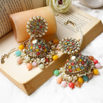 Meenakari Kundan Pearl Jhumka earrings, Pearl Jhumka, Bollywood Earrings, Pakistani Earrings, Kundan Jhumka, Punjabi Jewelry, Jhumkas