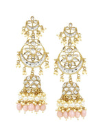 Monalisa stone kundan and pearl Jhumkas, Kundan Stone earrings with pearl drops, Chandbali Jhumkas Jewelry, Indian Jumkas, bridal jewelry