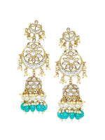 Monalisa stone kundan and pearl Jhumkas, Kundan Stone earrings with pearl drops, Chandbali Jhumkas Jewelry, Indian Jumkas, bridal jewelry