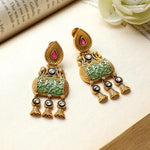Matte Gold Temple colored stone Earrings, Temple Jewelry, South Indian Earrings, Stud Earrings, Indian Jewelry, Amrapali earrings