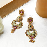 Matte Gold Temple colored stone Earrings, Temple Jewelry, South Indian Earrings, Stud Earrings, Indian Jewelry, Amrapali earrings