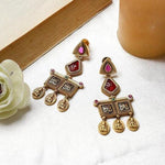 Matte Gold Temple colored stone Earrings, Temple Jewelry, South Indian Earrings, Stud Earrings, Indian Jewelry, Amrapali earrings