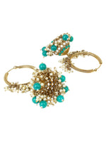 Handmade Meenakari Kundan Mirror Jhumka Earrings, Firozi Kite shape earrings, Indian jewelry Pakistani, Punjabi jewellery, Bridal jewelry