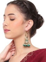 Handmade Meenakari Kundan Mirror Jhumka Earrings, Firozi Kite shape earrings, Indian jewelry Pakistani, Punjabi jewellery, Bridal jewelry