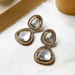 White Gold and Silver Kundan Stud Earring, For Her | Earrings | Studs | Cubic Zirconia