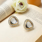 White Gold and Silver Kundan Stud Earring, For Her | Earrings | Studs | Cubic Zirconia