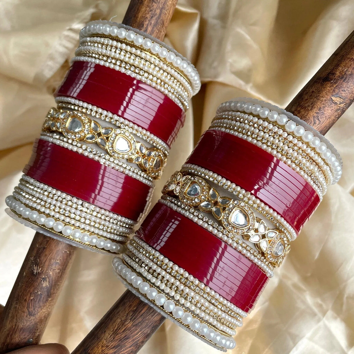 Traditional Indian Wedding Bridal Kundan Chuda, Punjabi Bridal Choora, Punjabi Wedding Bangle Set Chura