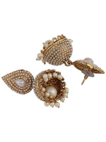 Jhumka earrings, Pearl Off White Brass Tear Drop Shaped Jhumka Earrings, Indian Pakistani ethnic jewelry jewellery danglers