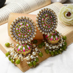Meenakari Kundan Pearl Jhumka earrings, Pearl Jhumka, Bollywood Earrings, Pakistani Earrings, Kundan Jhumka, Punjabi Jewelry, Jhumkas