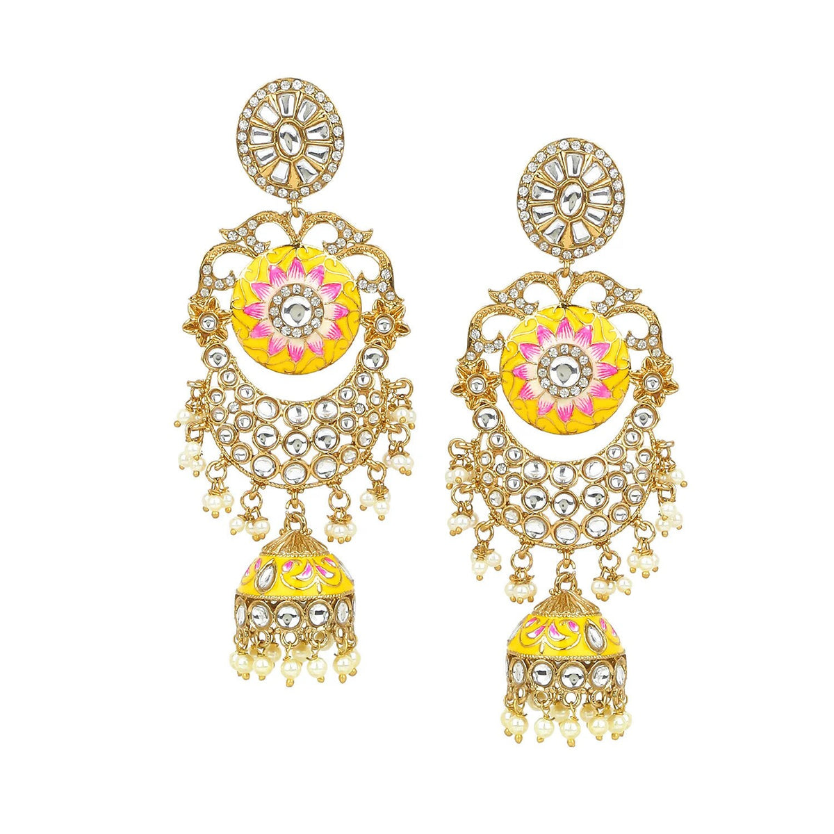 Meenakari Long Bridal Drop Earrings, Long Dangle Earrings, Pearl Stones cluster Dangle Indian Earring, bridal jewelry, Pakistani Jewelry