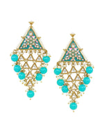 Handmade Meenakari Kundan Mirror Jhumka Earrings, Firozi Kite shape earrings, Indian jewelry Pakistani, Punjabi jewellery, Bridal jewelry