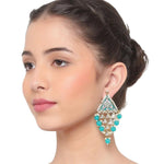 Handmade Meenakari Kundan Mirror Jhumka Earrings, Firozi Kite shape earrings, Indian jewelry Pakistani, Punjabi jewellery, Bridal jewelry