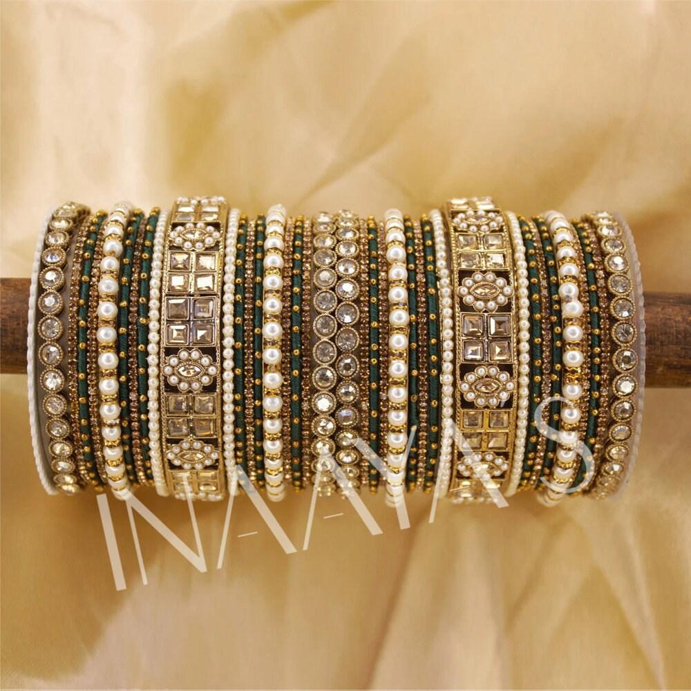 Rich Texture Bangle Set with Silk thread Bangles, Bridal bangles, Bridal Choora Set Wedding Eid Karwachauth Navratri Bollywood Choora