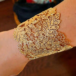 Gold Cuff Bracelet, Gold Bangle, Gold Plated Alloy Antique Cuff Bracelet, Wide Gold Bangle Arm Cuff, Gift For Her, Arm Cuff