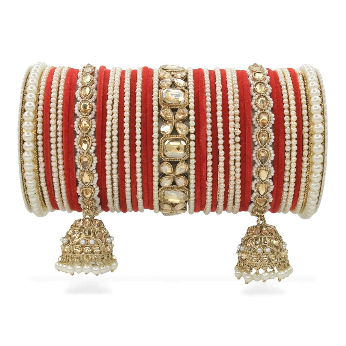 Indian Bangles in Different Colors Pearl Bangles Set with Jhumki Borders, Indian wedding Tassel Bangles Set Woman Jewelry Set