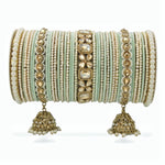 Indian Bangles in Different Colors Pearl Bangles Set with Jhumki Borders, Indian wedding Tassel Bangles Set Woman Jewelry Set
