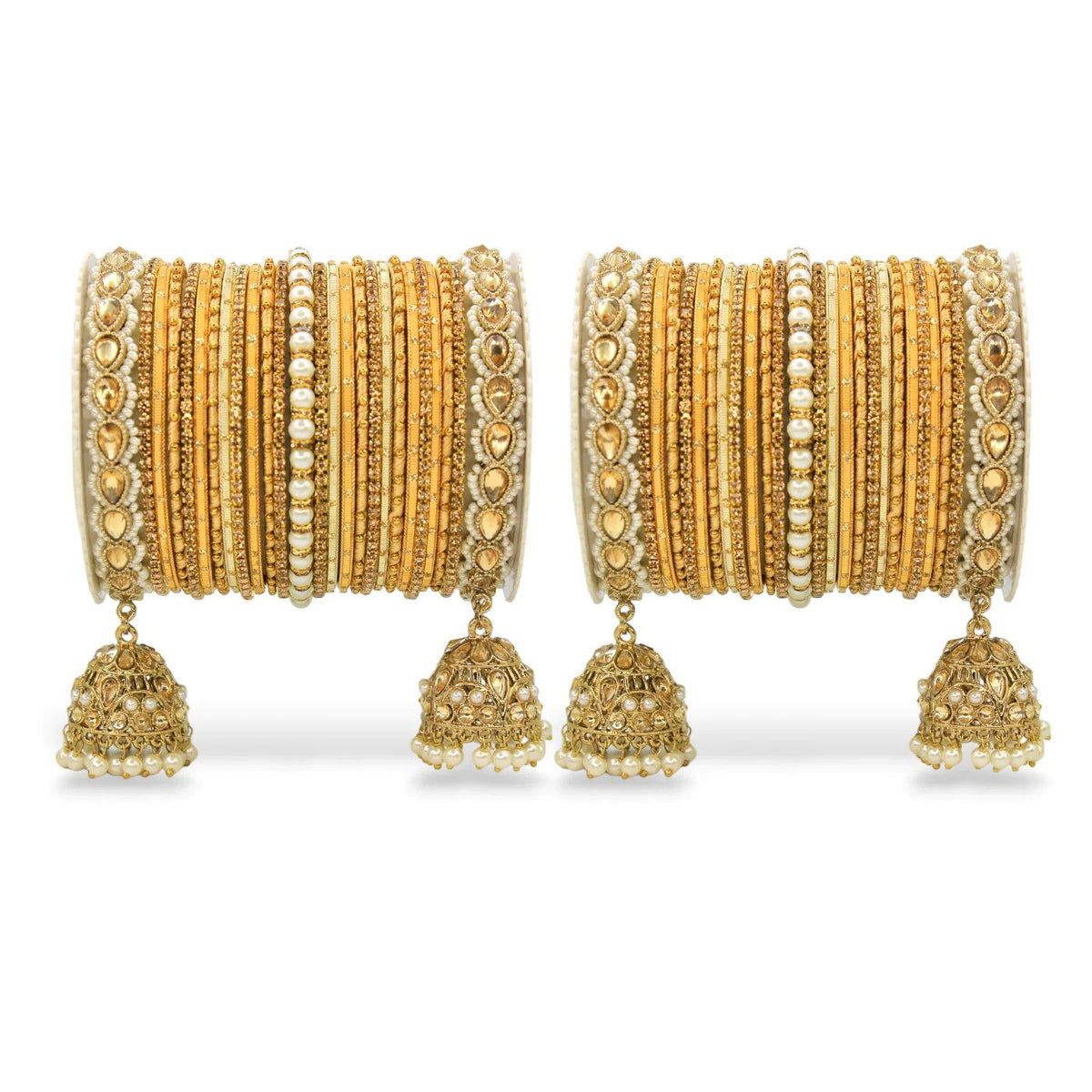 Indian Bangle Set in Different Colors Pearl Bangles Set with Jhumki Borders, Indian wedding Tassel Bangles Set Woman Jewelry Set