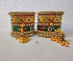 Rajwadi Latkan Peacock Kundan Chuda, Punjabi Chuda, Latkan Chuda, Pakistani Wedding Kundan Work Chura, Rajwadi Hand Painted Kangan Kada