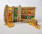 Rajwadi Latkan Peacock Kundan Chuda, Punjabi Chuda, Latkan Chuda, Pakistani Wedding Kundan Work Chura, Rajwadi Hand Painted Kangan Kada
