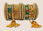 Rajwadi Latkan Peacock Kundan Chuda, Punjabi Chuda, Latkan Chuda, Pakistani Wedding Kundan Work Chura, Rajwadi Hand Painted Kangan Kada